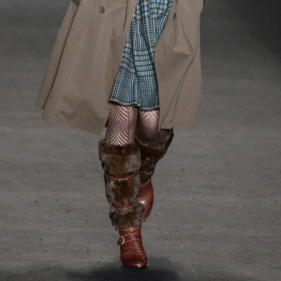 NWOT Anna Sui Runway Heeled Fur and Leather Boots - Picture 7 of 7